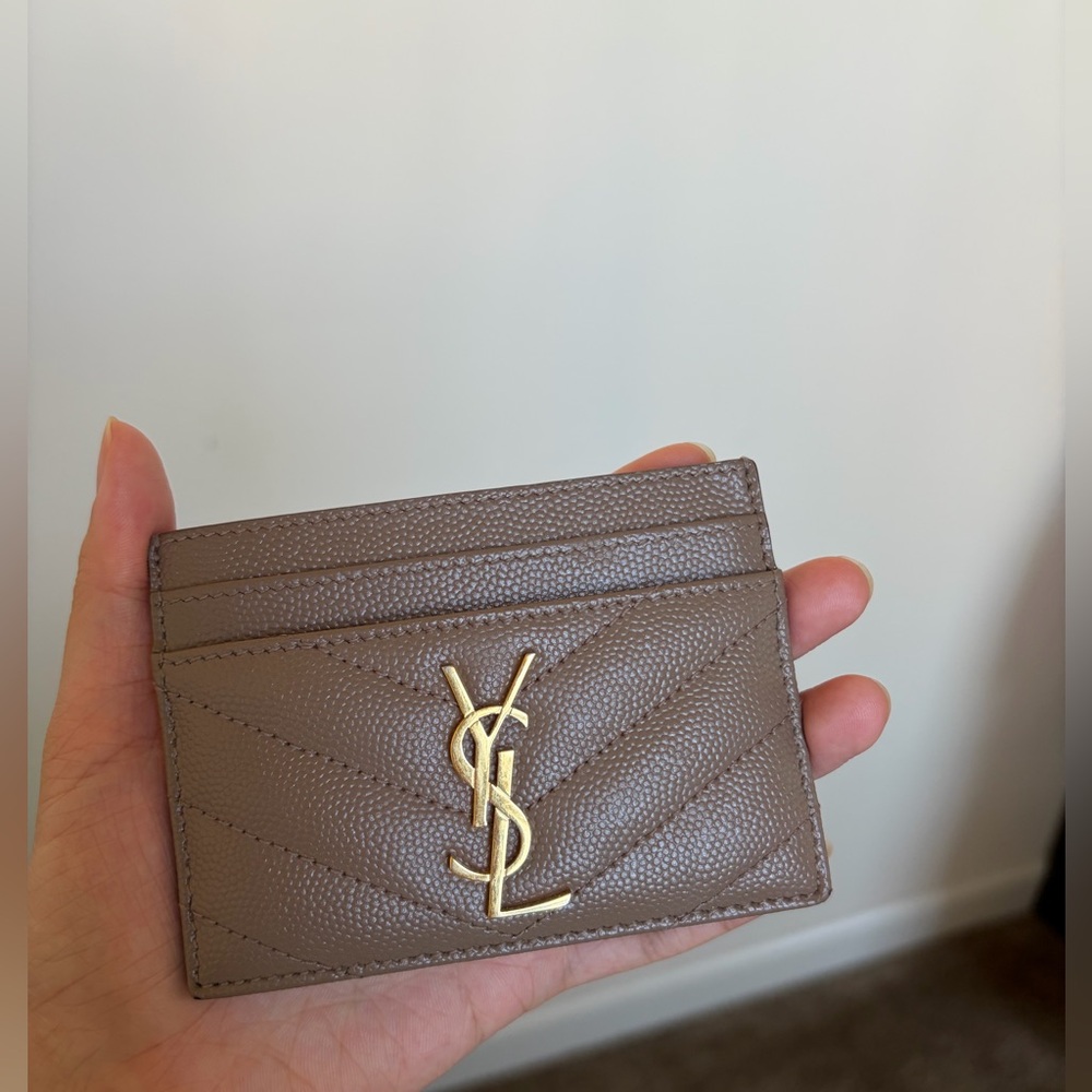 YSL Taupe Card Holder